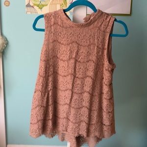 Rose + Olive Rose-Colored Lace Tunic